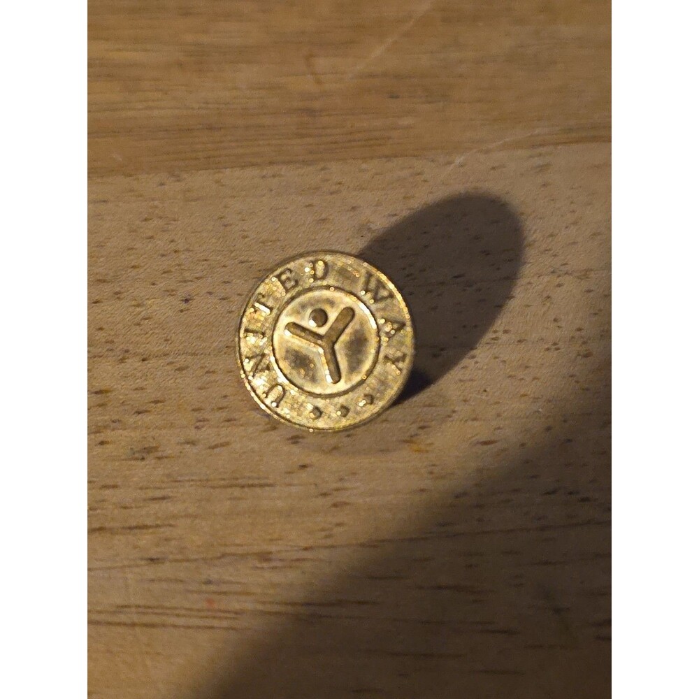 Vintage United Way Y Person Lapel Pin Gold Tone Made In USA Union